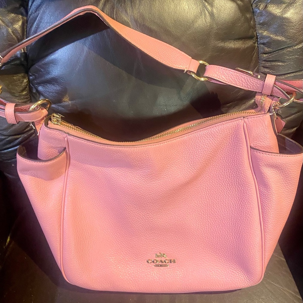 Stylish Pink Coach Shoulder Bag